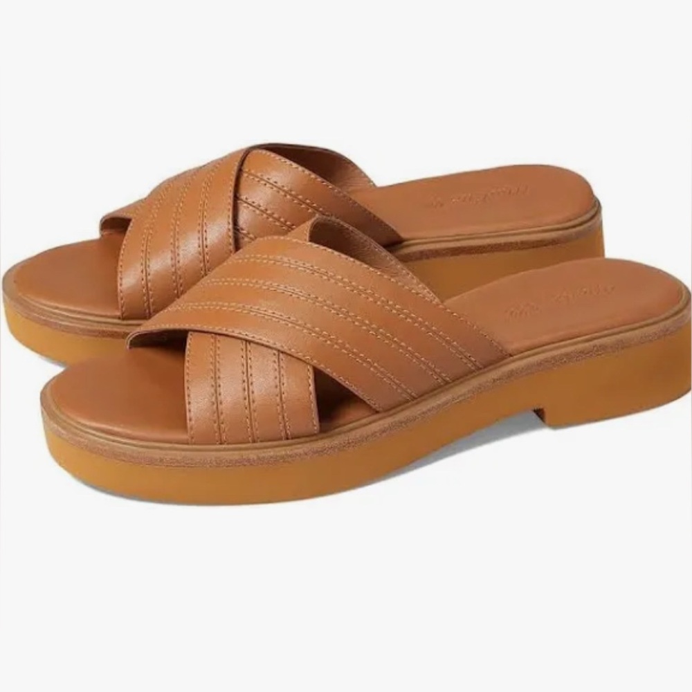 Madewell Women’s The Alina Platform Leather Sandals in Cognac Size 9